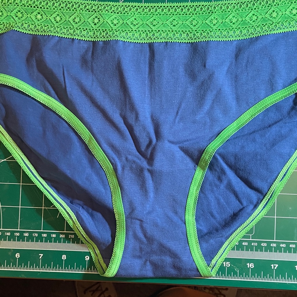 Blue and Green Lace Trim Panties